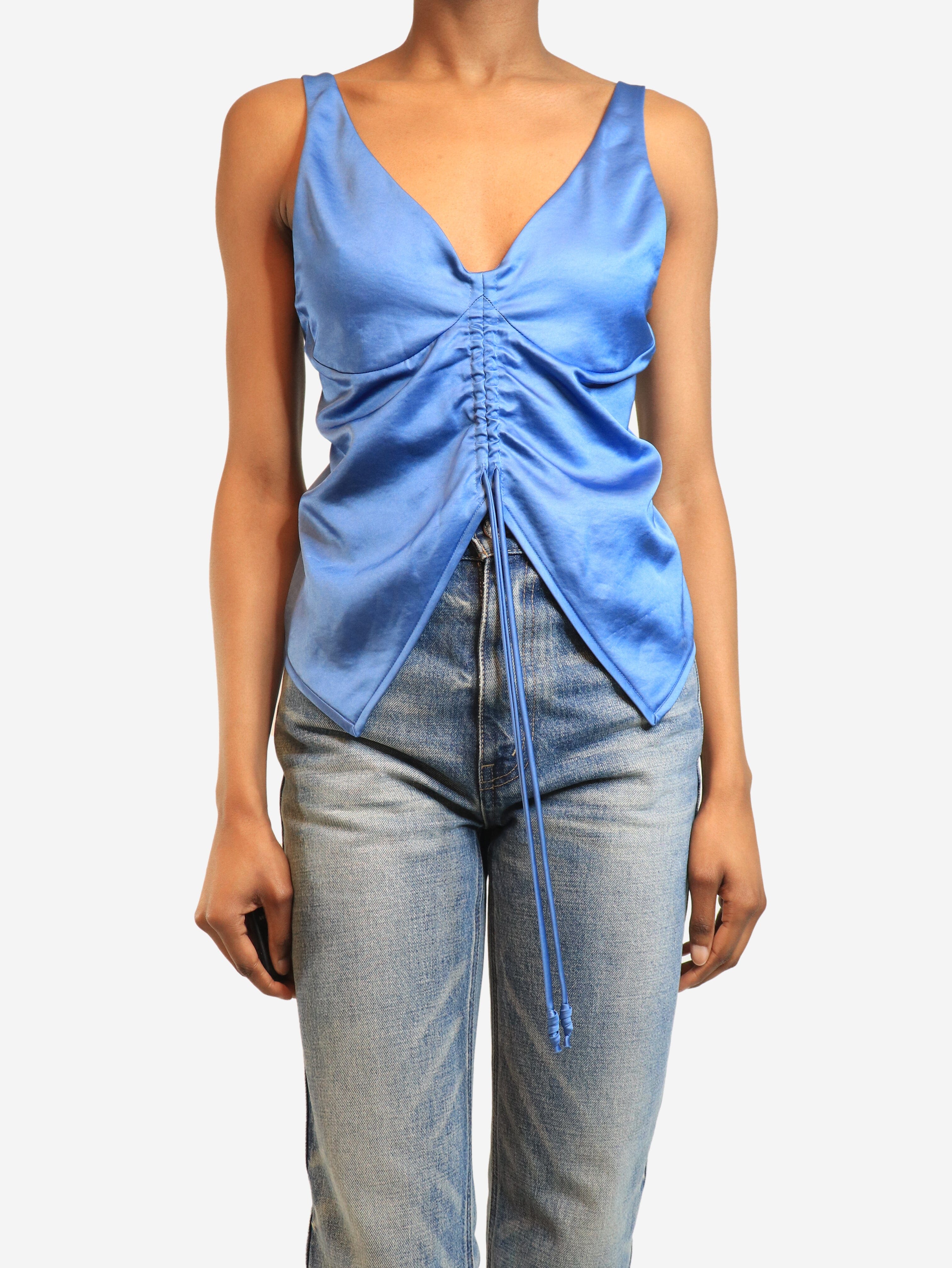 Klara blue satin ruched top - size XS Tops Nanushka 