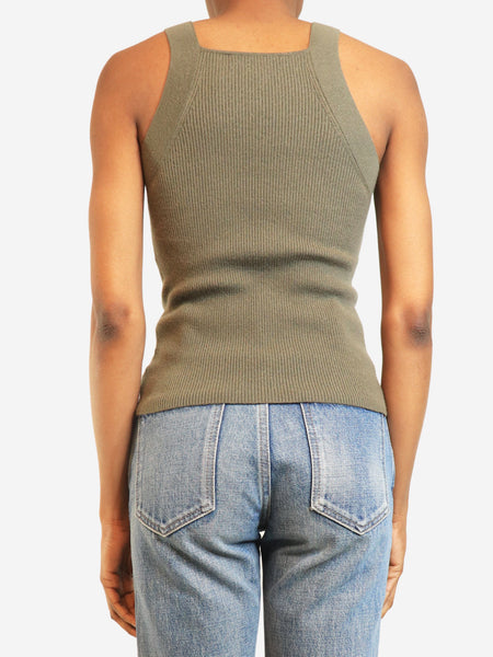 Olive ribbed tank top - size XS alternate image