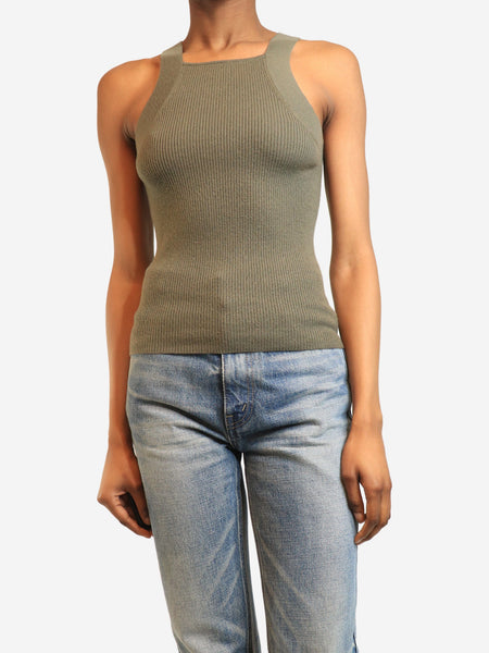 Olive ribbed tank top - size XS product image