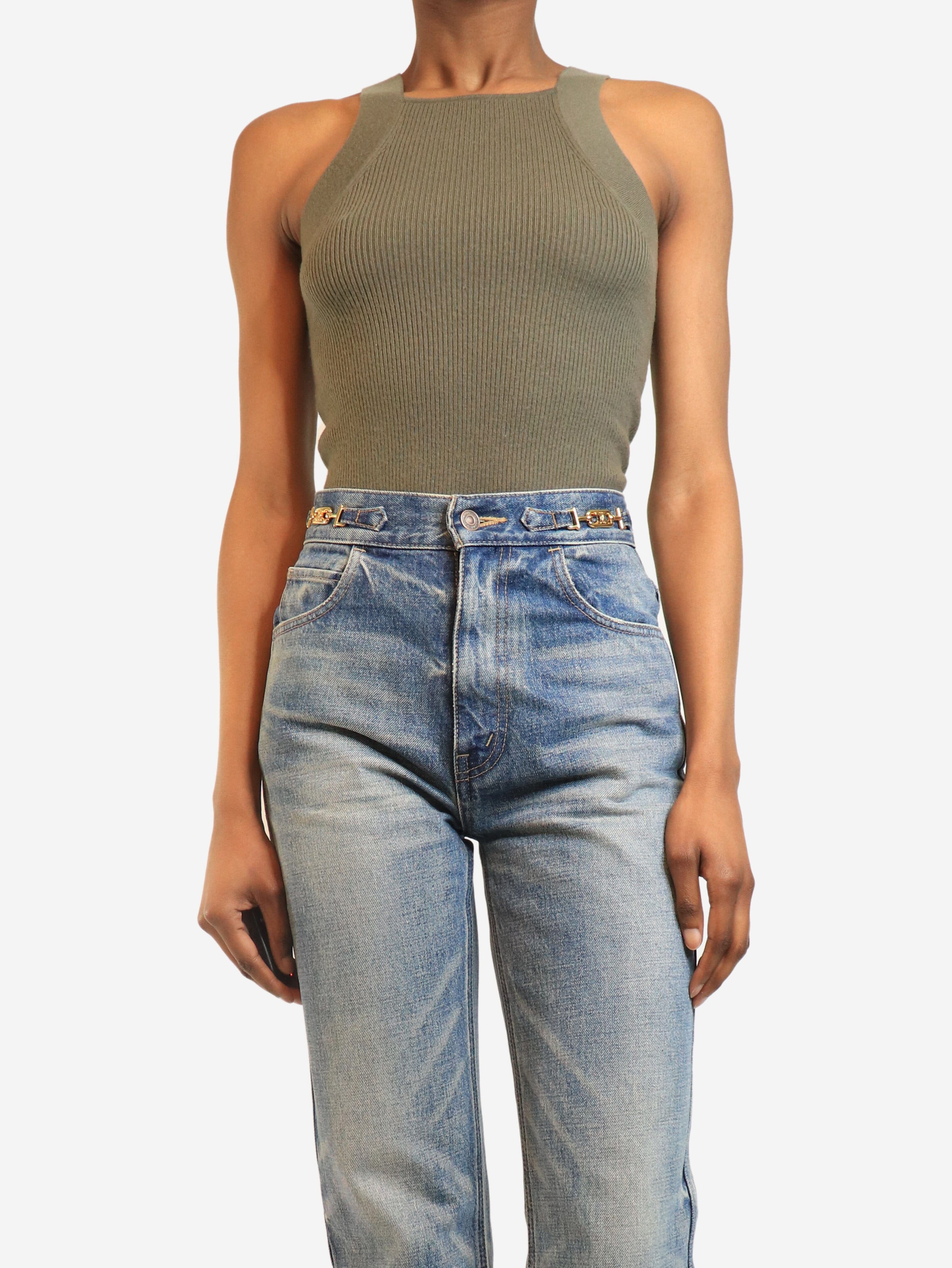 Olive ribbed tank top - size XS Tops Dion Lee 