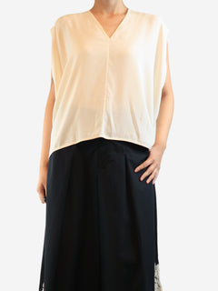 Cream silk sleeveless top - size UK 8