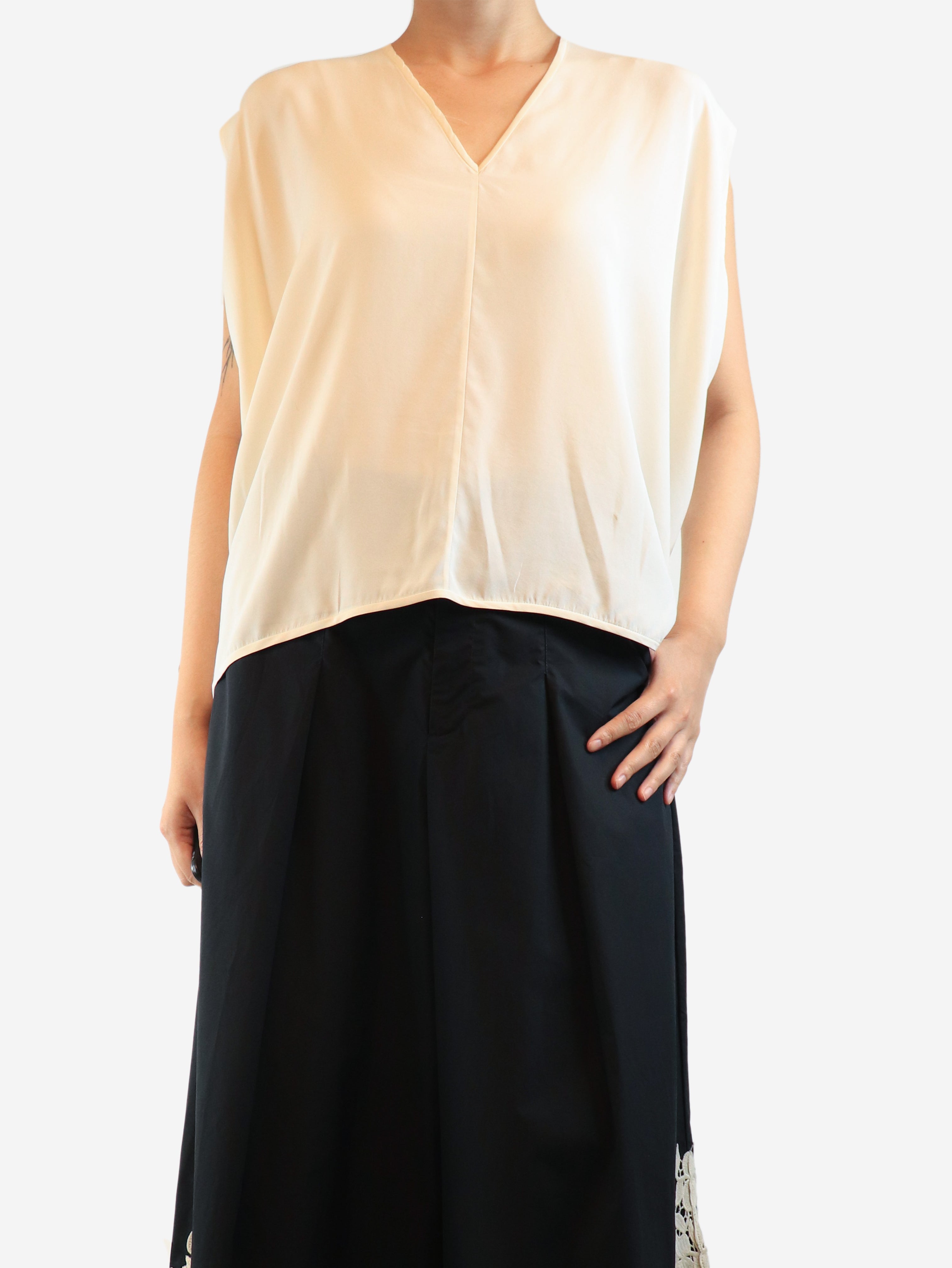 Cream silk sleeveless top - size UK 8