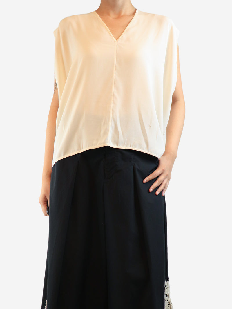 Cream silk sleeveless top - size UK 8