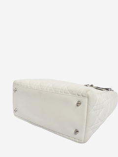White lambskin Cannage Lady Dior top handle bag Top Handle Bags Christian Dior 