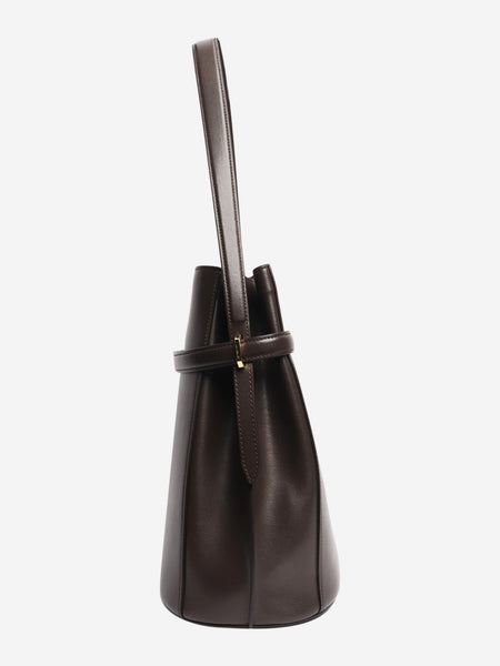 Brown belted leather tote bag alternate image