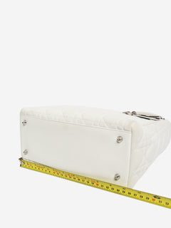 White lambskin Cannage Lady Dior top handle bag Top Handle Bags Christian Dior 
