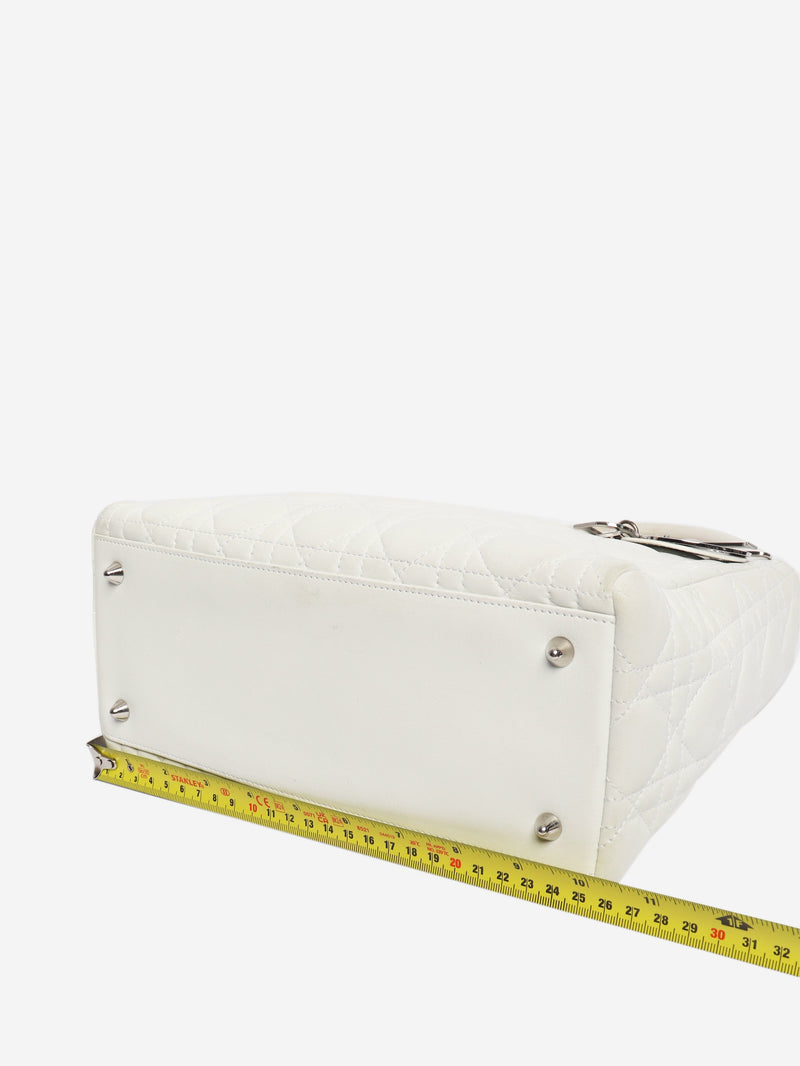 White lambskin Cannage Lady Dior top handle bag Top Handle Bags Christian Dior 