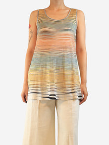 Multicolour sheer striped knit tank top - size UK 12 Tops Missoni 