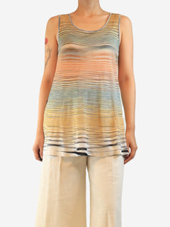 Multicolour sheer striped knit tank top - size UK 12 Tops Missoni 