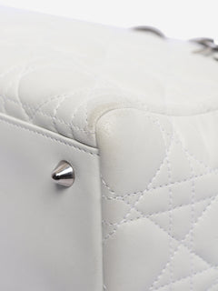 White lambskin Cannage Lady Dior top handle bag Top Handle Bags Christian Dior 