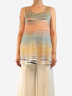 Multicolour sheer striped knit tank top - size UK 12 Tops Missoni 