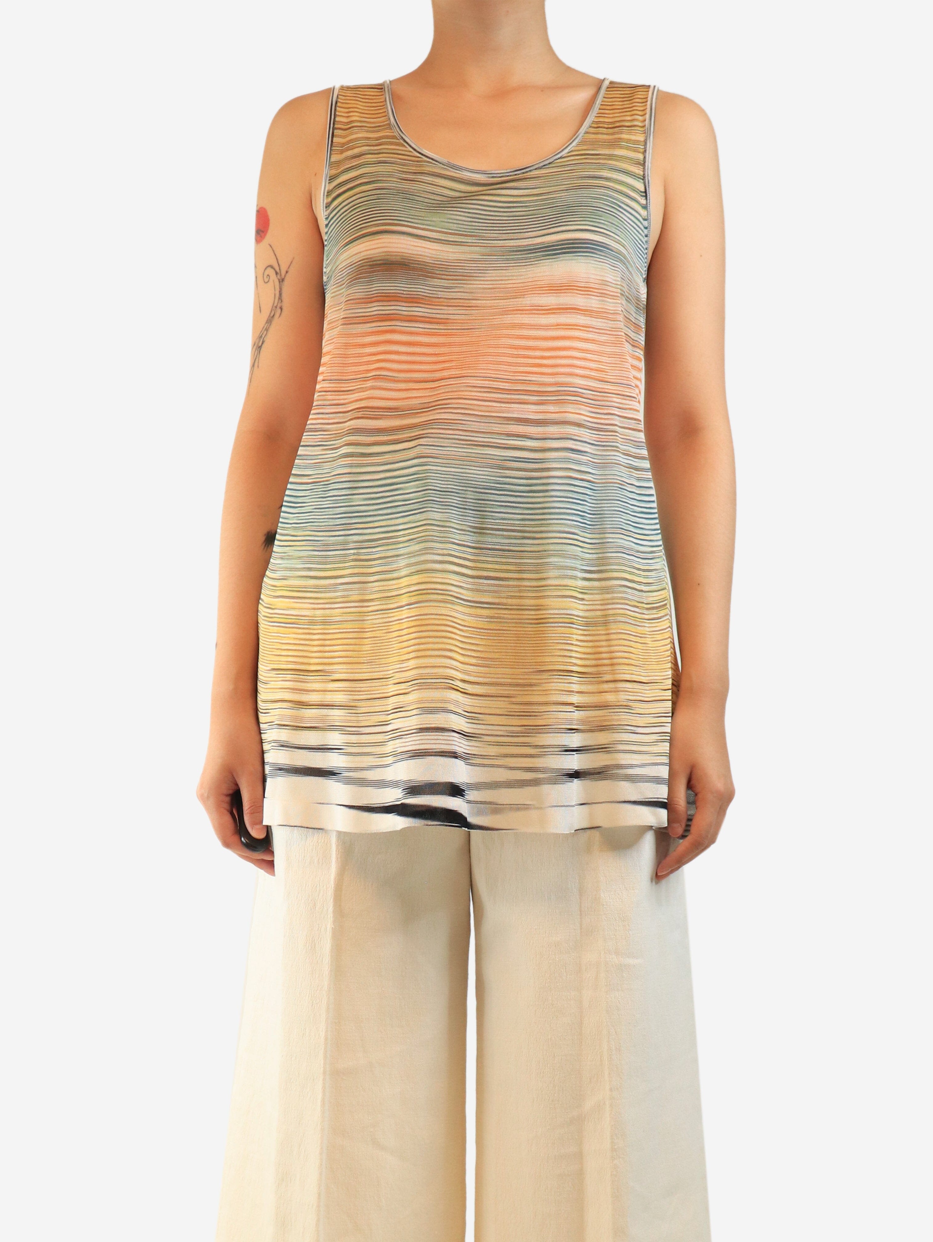 Multicolour sheer striped knit tank top - size UK 12 Tops Missoni 