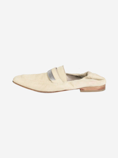 Neutral suede loafers with elasticcated heel - size EU 36 Flat Shoes Brunello Cucinelli 