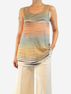 Multicolour sheer striped knit tank top - size UK 12 Tops Missoni 