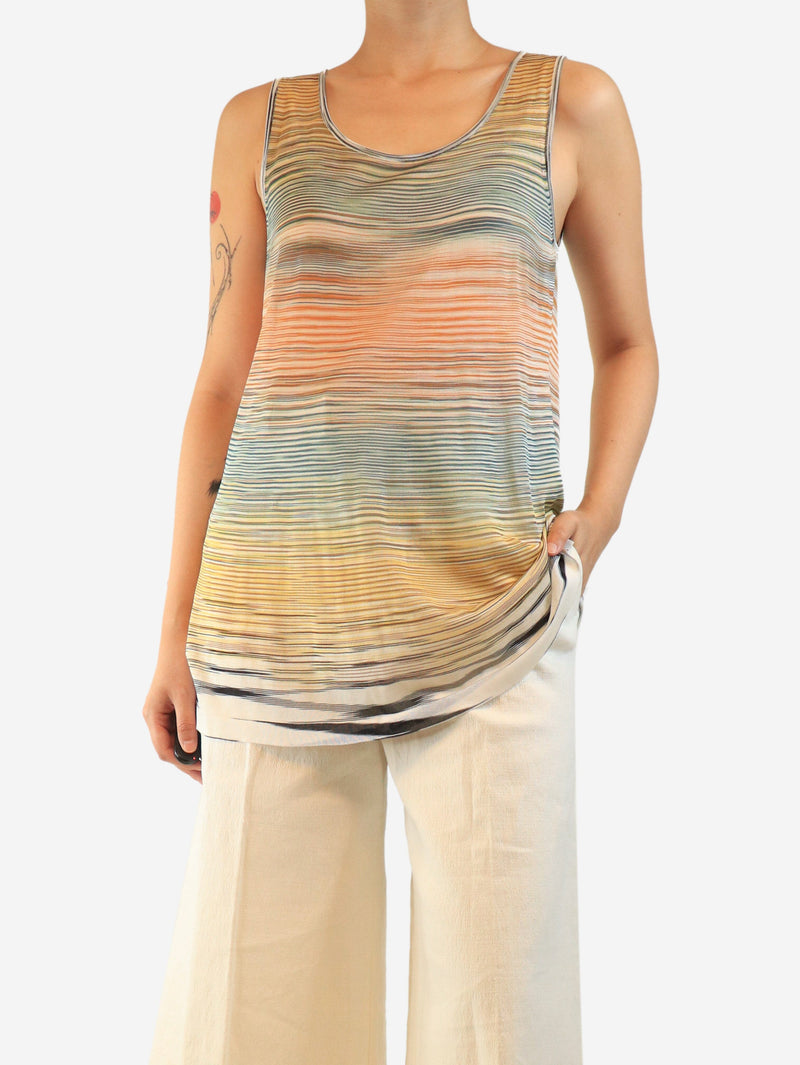 Multicolour sheer striped knit tank top - size UK 12 Tops Missoni 