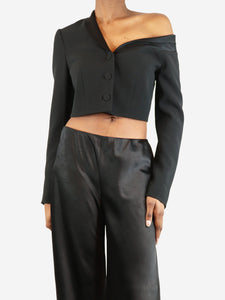 Jonathan Simkhai Black asymmetric cropped blazer - size UK 4