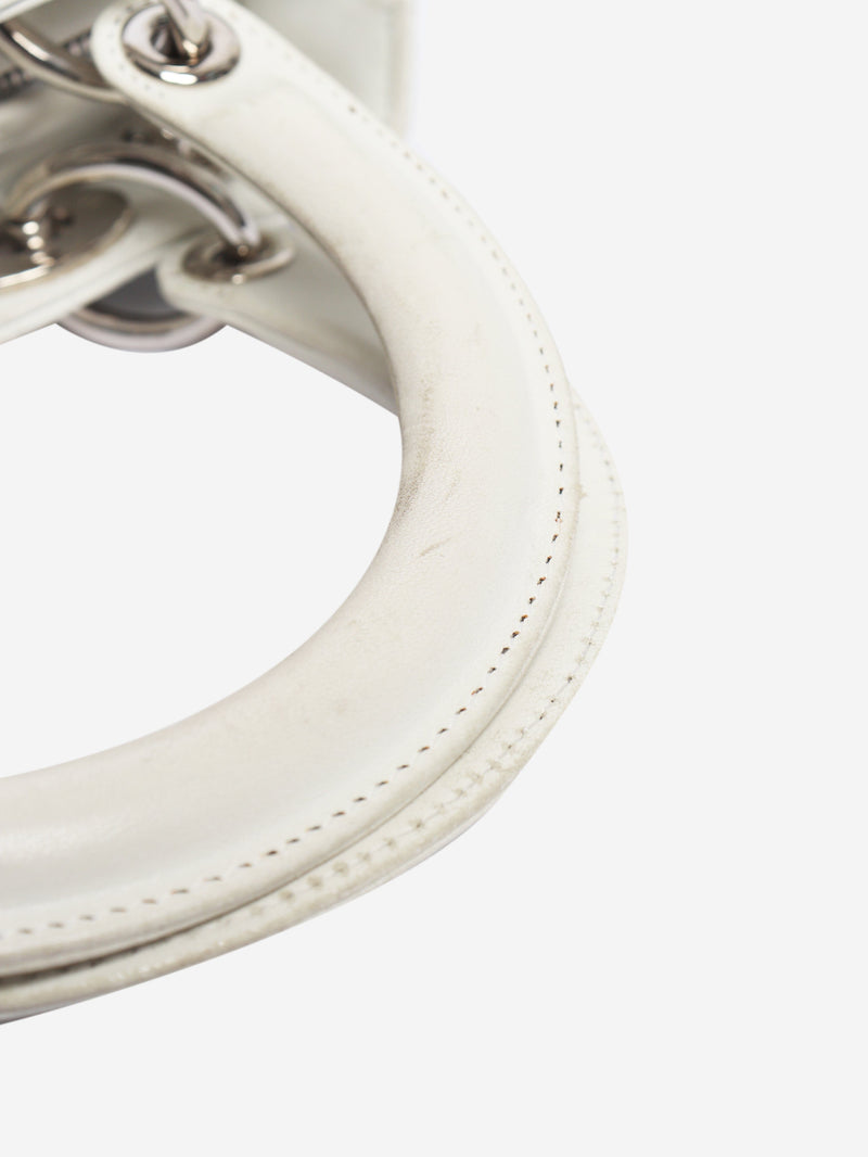 White lambskin Cannage Lady Dior top handle bag Top Handle Bags Christian Dior 