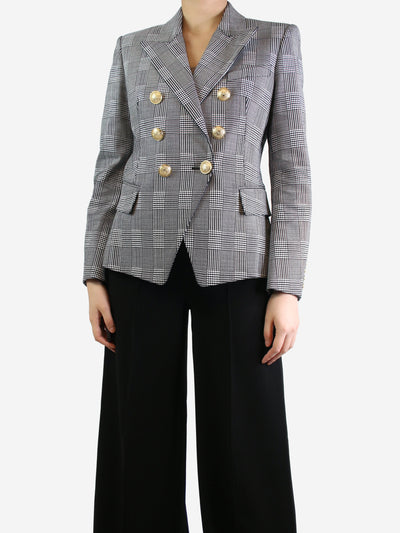 White double-breasted checkered jacket - size UK 12 Coats & Jackets Balmain 
