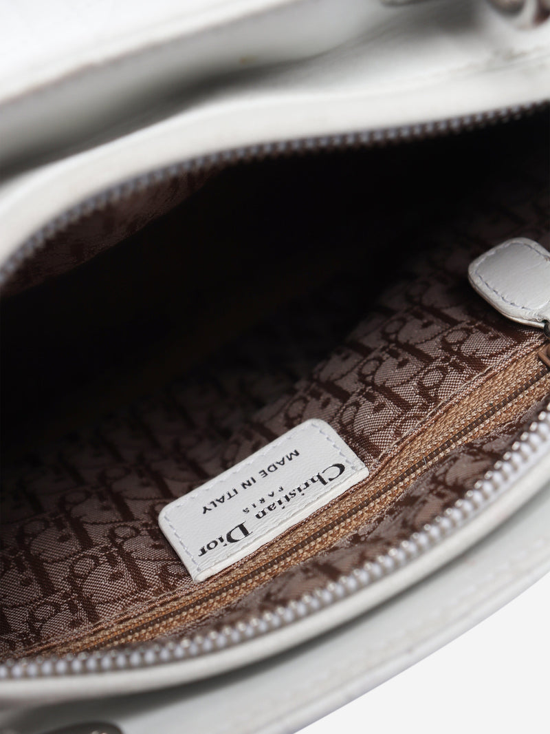 White lambskin Cannage Lady Dior top handle bag Top Handle Bags Christian Dior 