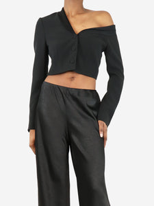 Jonathan Simkhai Black asymmetric cropped blazer - size UK 4