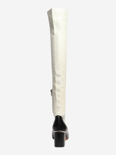 White and black two-tone leather knee-high boots - size EU 39 Boots Celine 