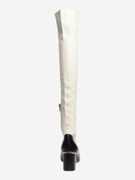 White and black two-tone leather knee-high boots - size EU 39 alternate image