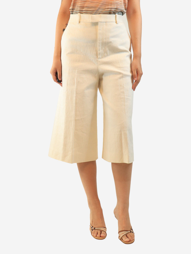 Ivory linen culottes - size UK 12 Trousers Bottega Veneta 