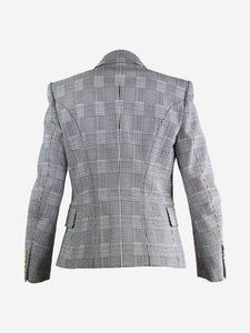 Balmain White double-breasted checkered jacket - size UK 12