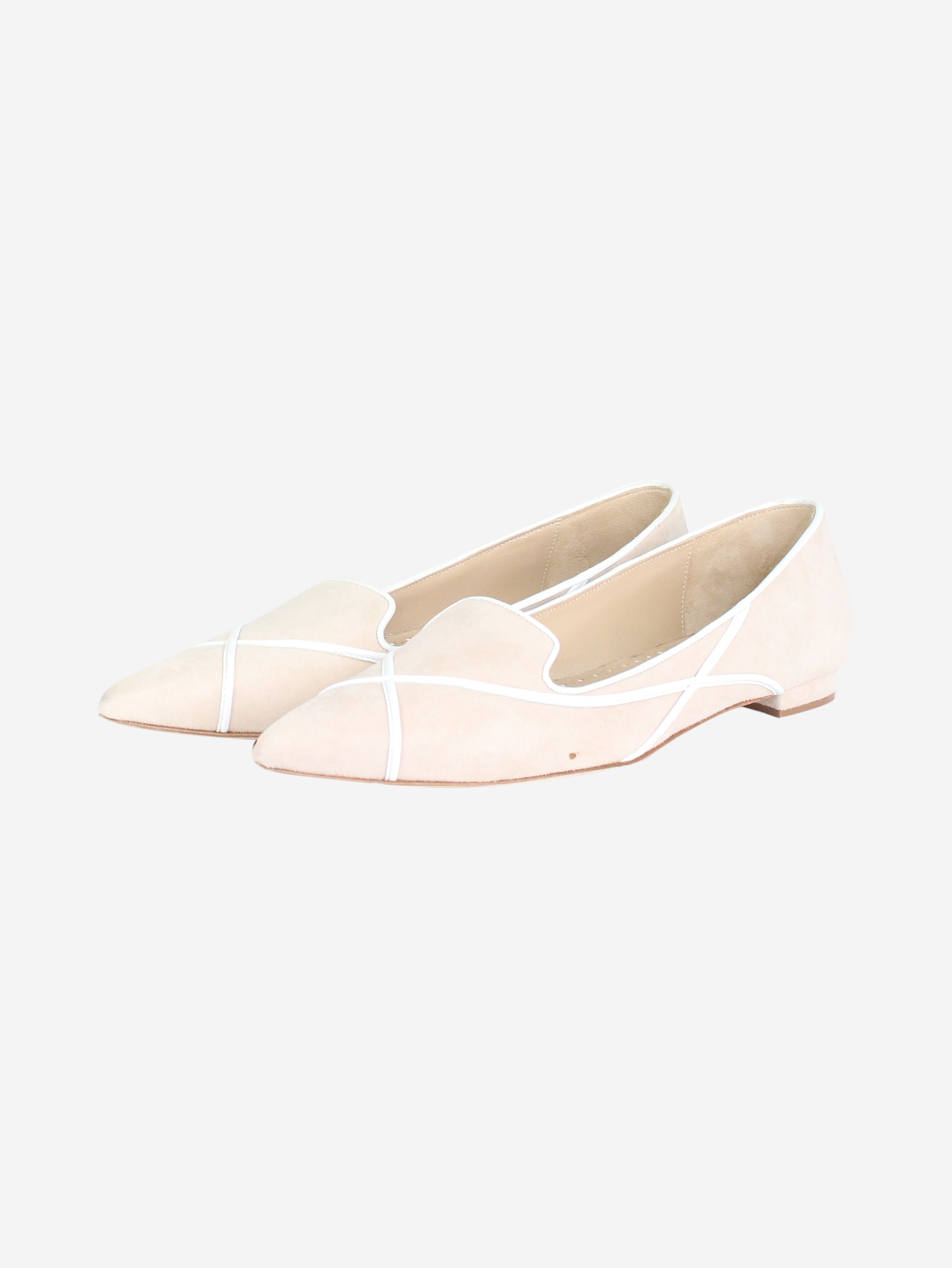Neutral suede pointed toe flats - size EU 35.5 Flat Shoes Manolo Blahnik 