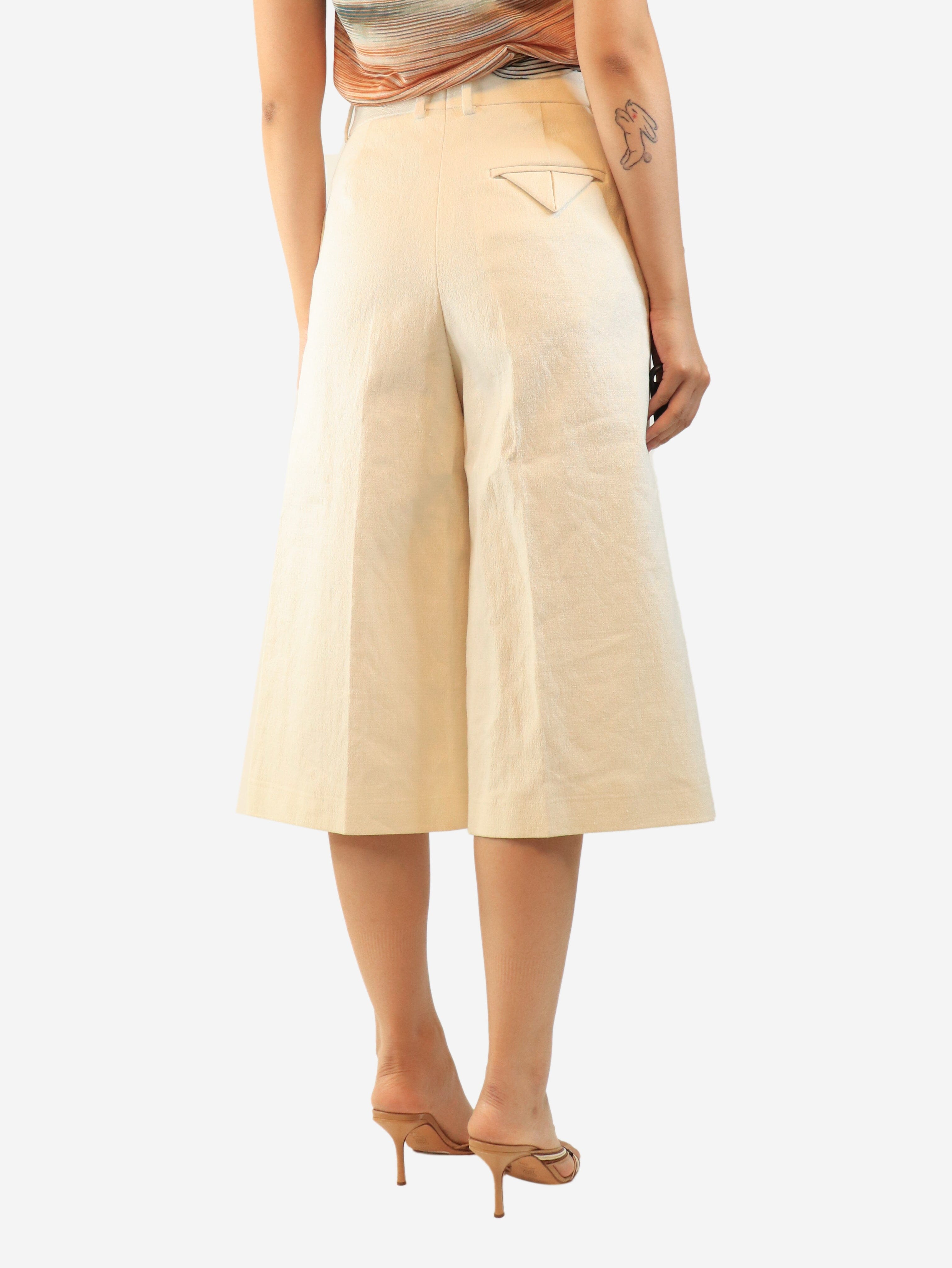 Ivory linen culottes - size UK 12 Trousers Bottega Veneta 