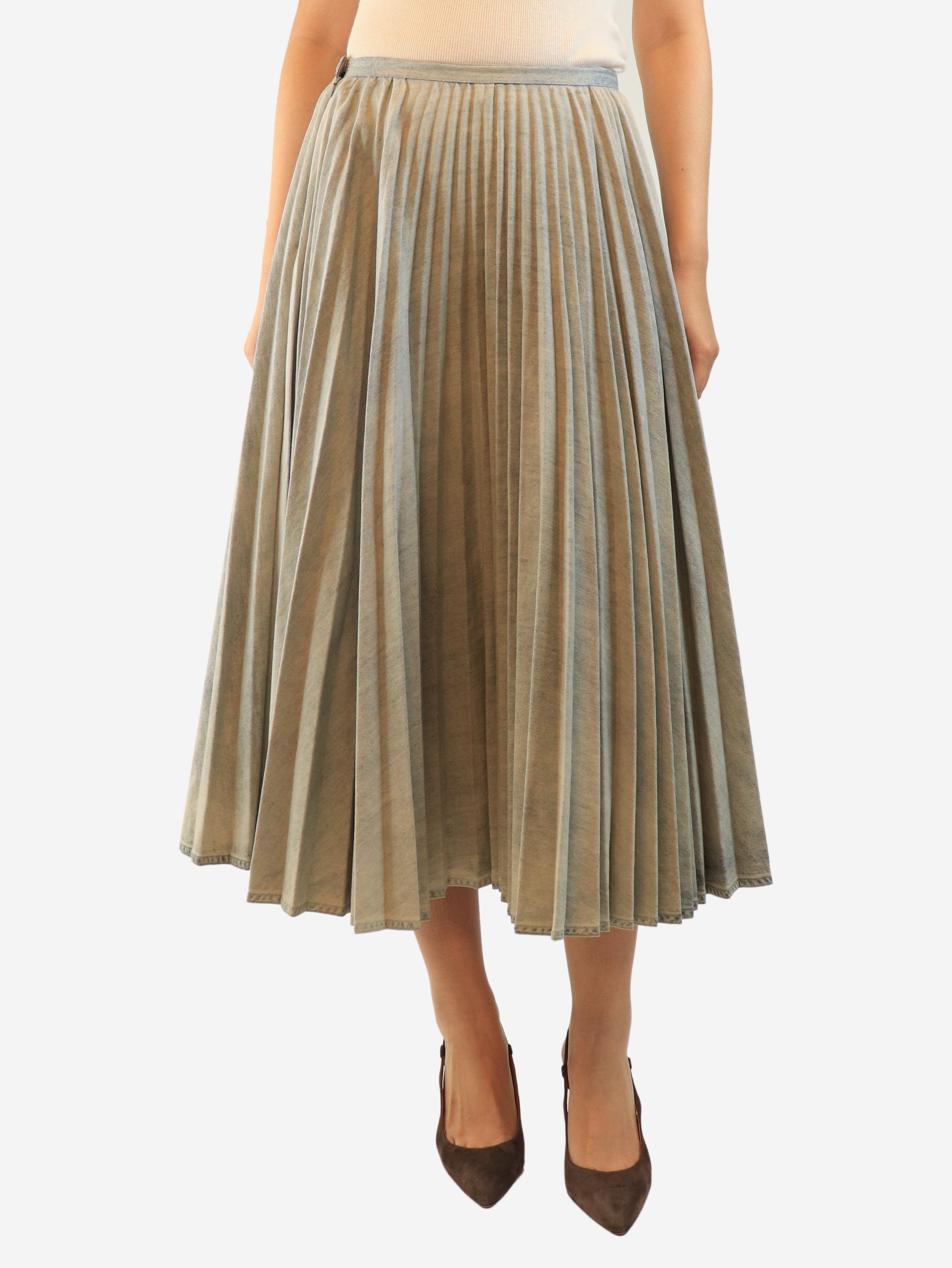 Bleached blue denim pleated midi skirt - size UK 14 Skirts Dior 