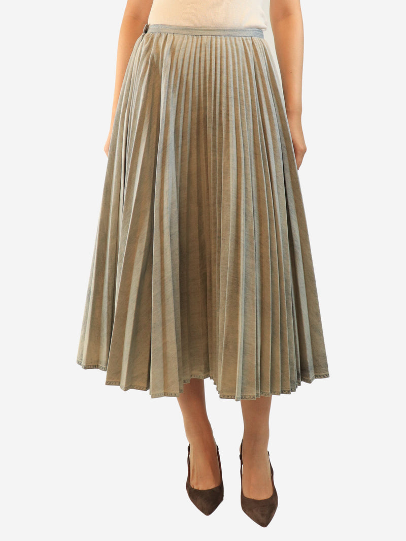 Bleached blue denim pleated midi skirt - size UK 14 Skirts Dior 