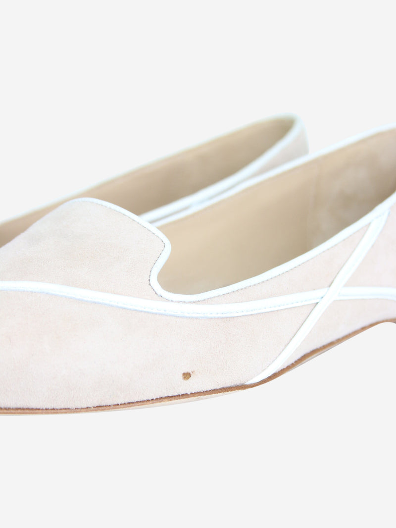 Neutral suede pointed toe flats - size EU 35.5 Flat Shoes Manolo Blahnik 
