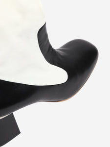 Celine White and black two-tone leather knee-high boots - size EU 39