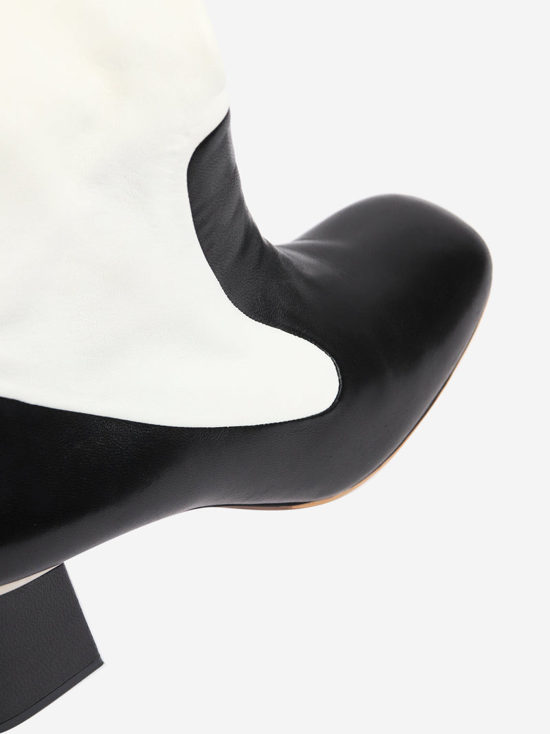 White and black two-tone leather knee-high boots - size EU 39 Boots Celine 