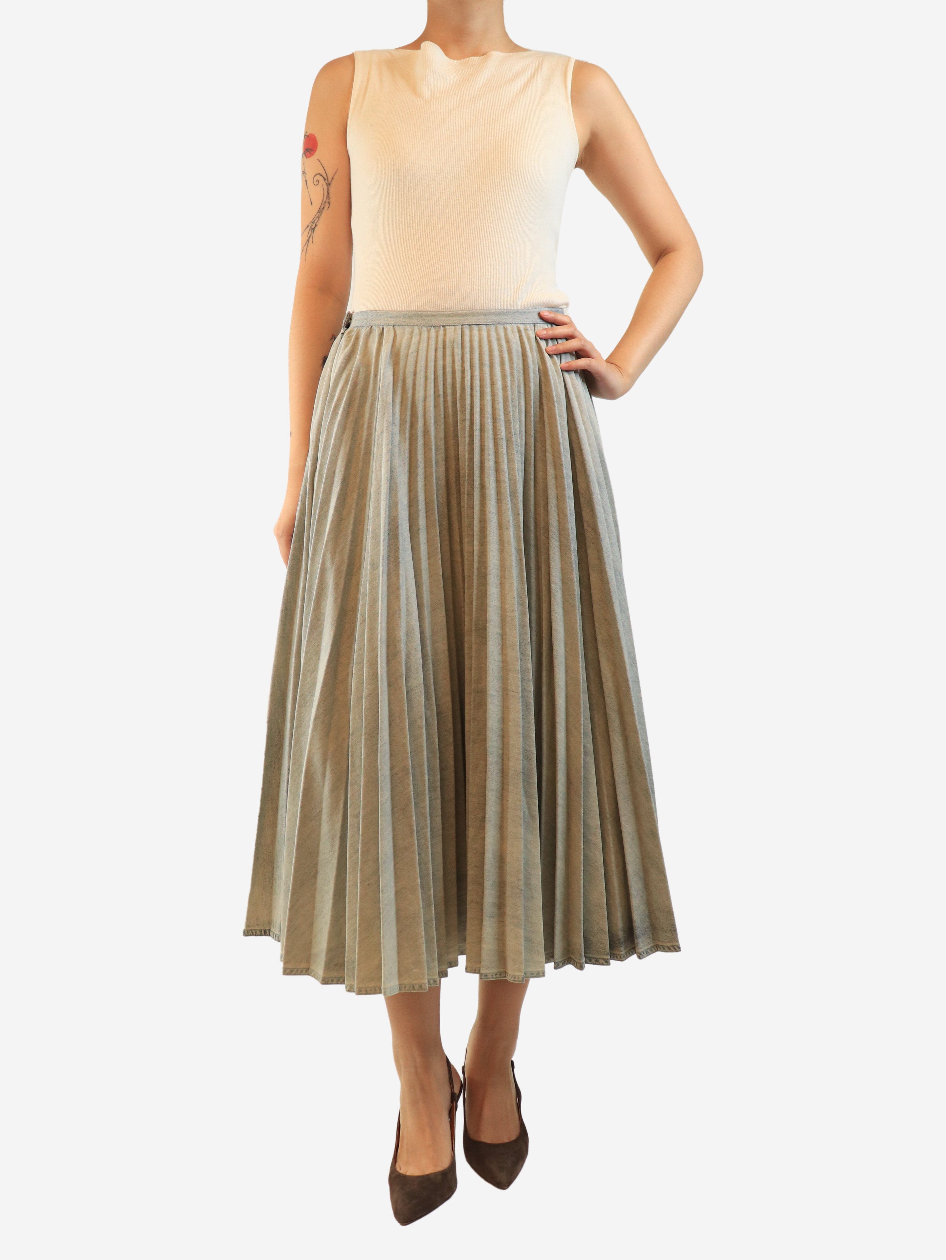 Bleached blue denim pleated midi skirt - size UK 14 Skirts Dior 