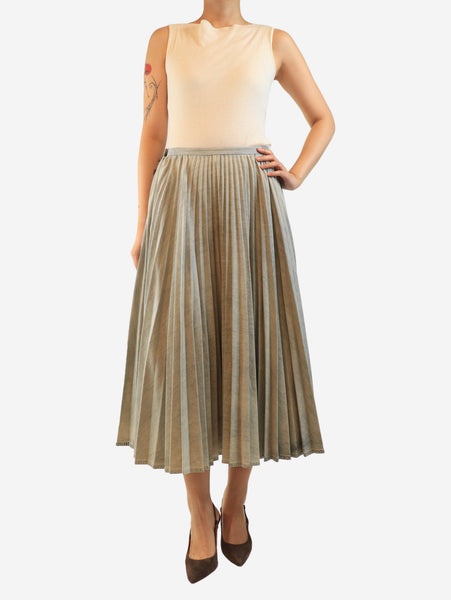 Bleached blue denim pleated midi skirt - size UK 14 alternate image