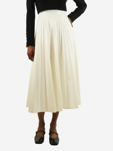 MM6 Maison Margiela White faux leather pleated midi skirt - size UK 4