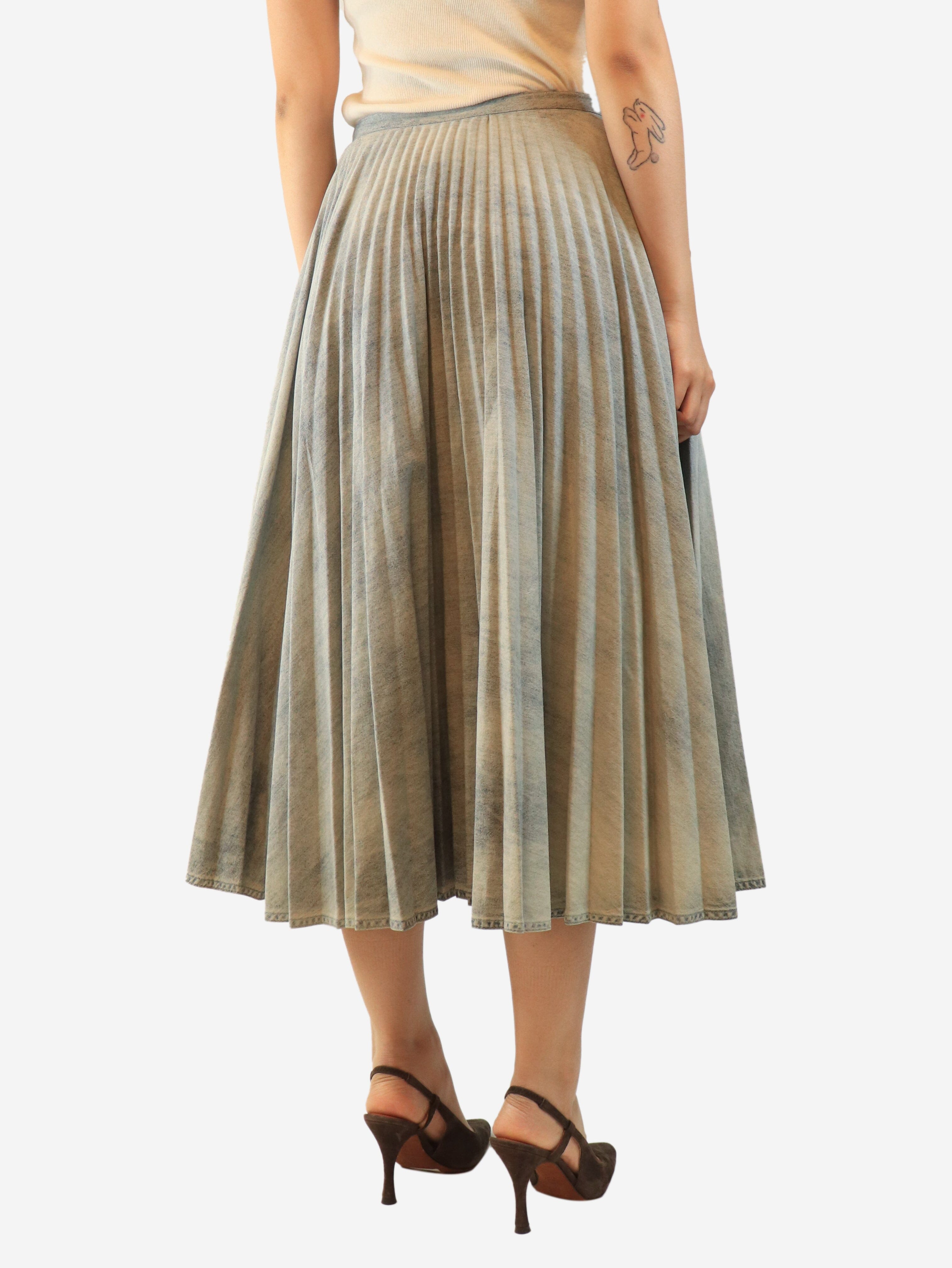 Bleached blue denim pleated midi skirt - size UK 14 Skirts Dior 