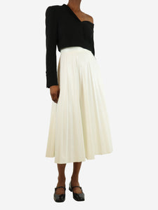 MM6 Maison Margiela White faux leather pleated midi skirt - size UK 4