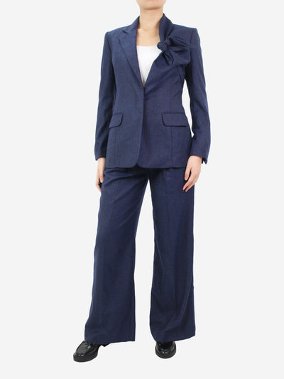 Blue cashmere knot blazer and pleated trouser set - size IT 40 Sets Gabriela Hearst 