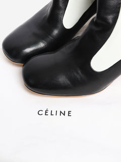 White and black two-tone leather knee-high boots - size EU 39 Boots Celine 