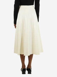 MM6 Maison Margiela White faux leather pleated midi skirt - size UK 4