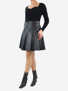 Sportmax Code Black leather mini skirt - size UK 10