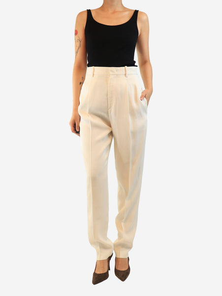 Ivory pleated trousers - size UK 8 alternate image