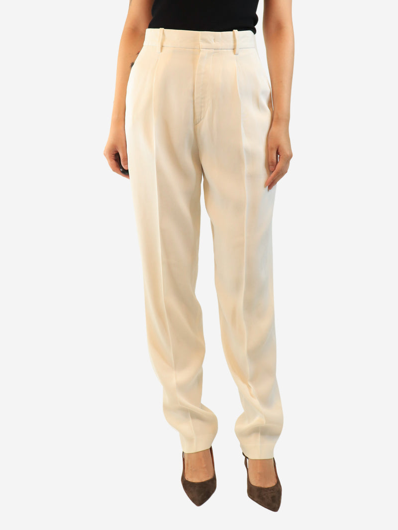 Ivory pleated trousers - size UK 8