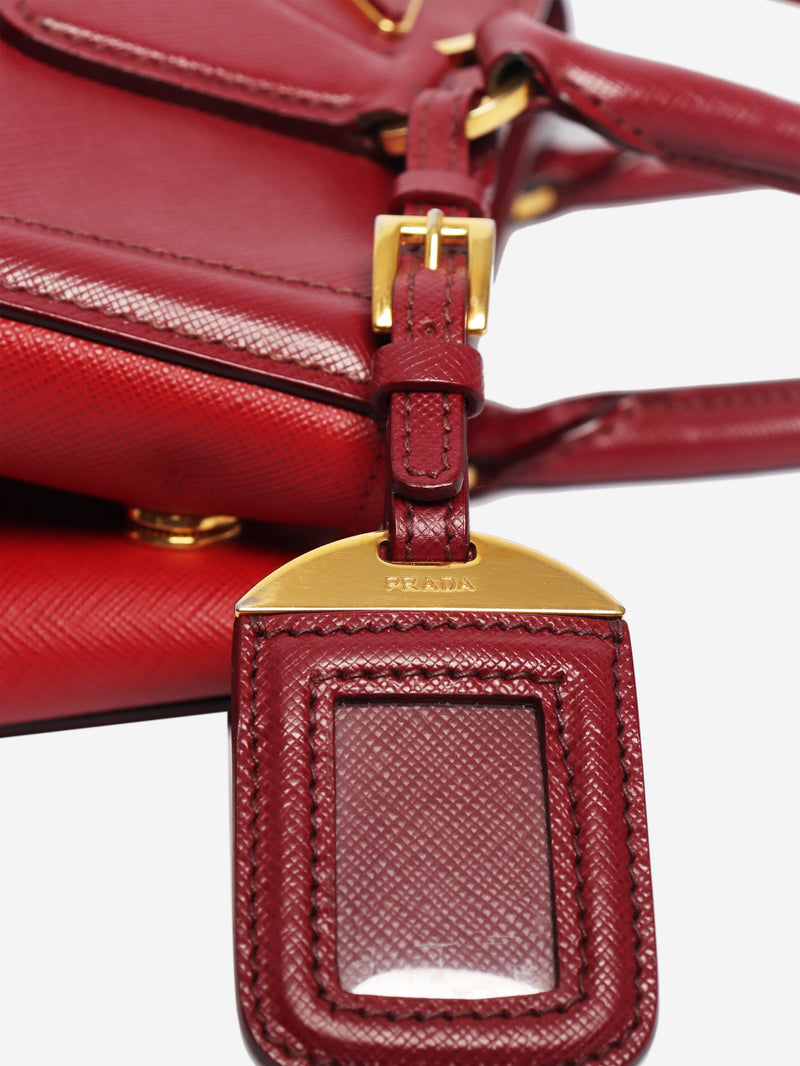 Red two-tone Saffiano leather tote bag Cross-body Bags Prada 