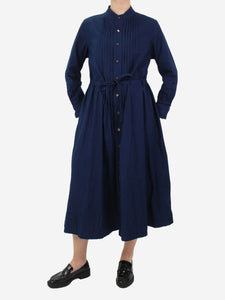 45 RPM Blue cotton pleated dress - size UK 8
