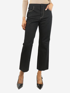 No21 Black contrast stitched straight-leg trousers - size UK 6