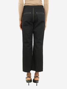 No21 Black contrast stitched straight-leg trousers - size UK 6